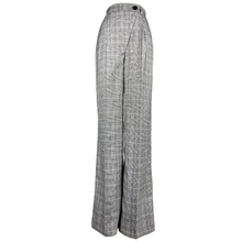 Office Lady High Waisted Wide Leg Straight Cut Plaid Pants for Women