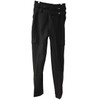 Woman buckle belt spandex stretch straight tapered pants with pocket