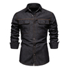Men's Custom Spring/Autumn Washed Cotton Double Flap Pocket Long Sleeve Denim Shirt