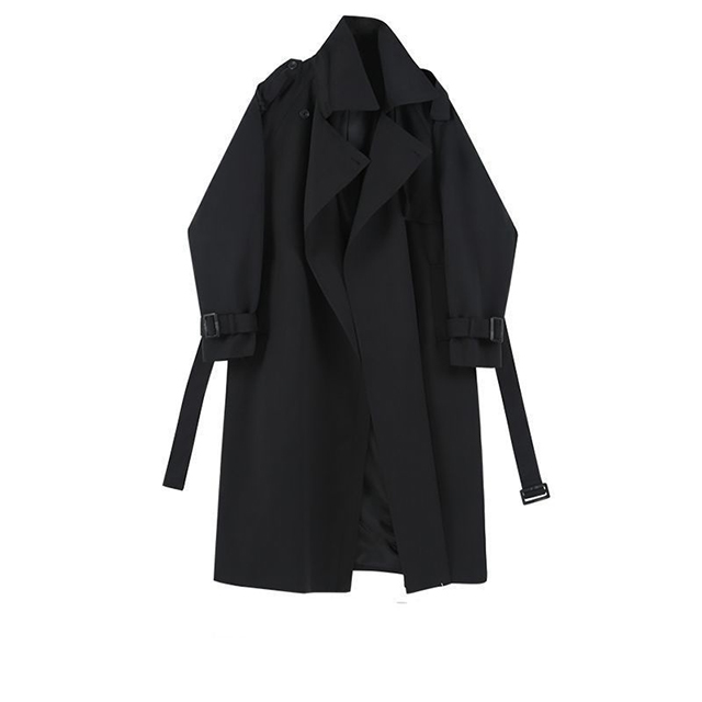Elegant Women's Windproof Long Trench Coat with Waist Belt
