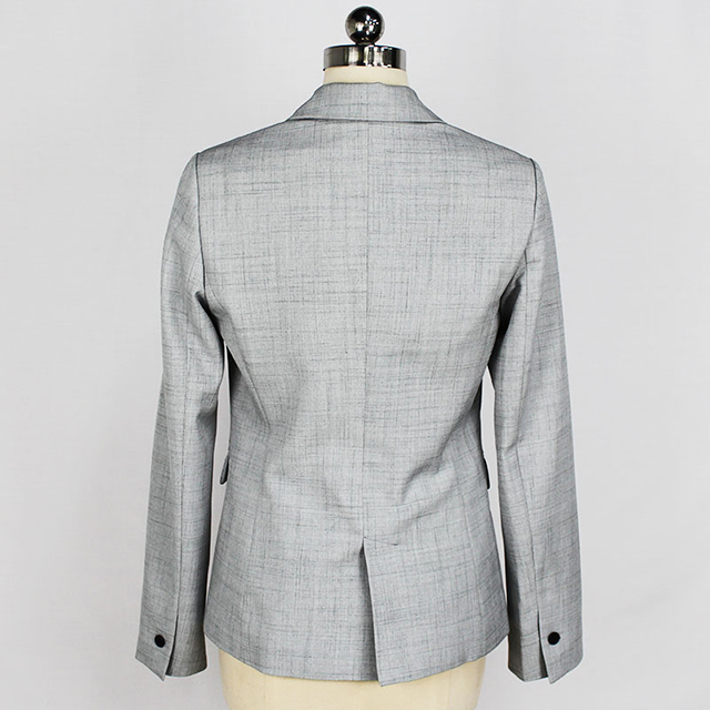 Women Spring/Autumn Grey Lightweight Textured Business Casual Work Suit