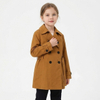 Girls Double-Breasted Cotton Windbreaker Trench Coat with Waistband