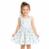 Girls Sleeveless Floral Print Cotton Strap A-Line Dress