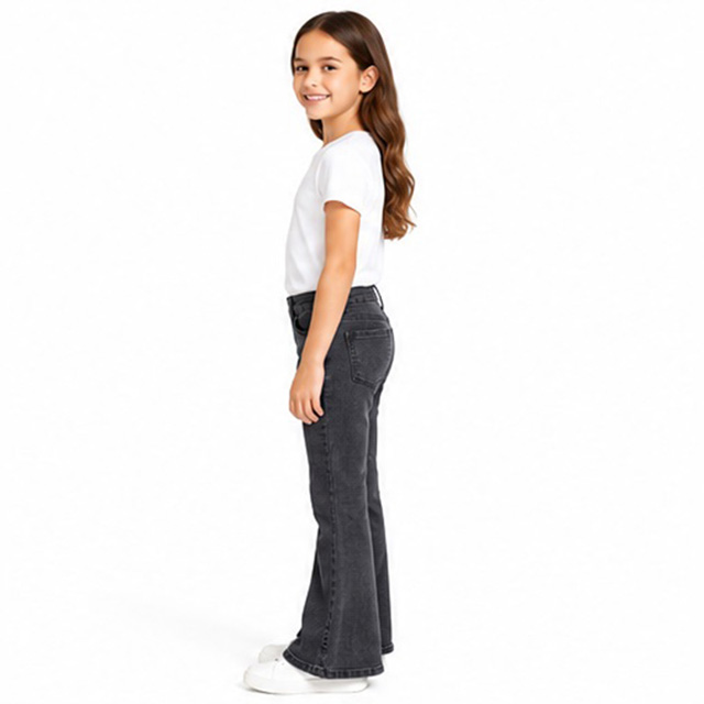 Girls High Waist Soft Stretch Casual Flared Denim Jeans