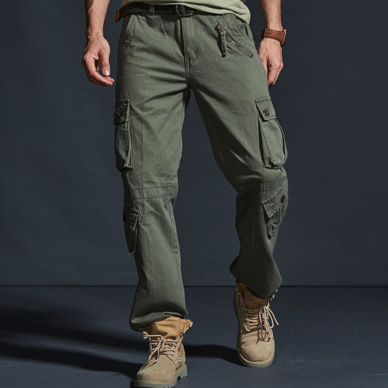 Men's Trousers Cotton Spandex Loose Baggy Outdoor Hiking Cargo Straight Work Pants