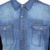 Men's Custom Print Blue Washed Long Sleeve Denim Shirt