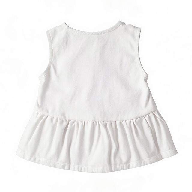 White Cotton Baby Girl Blouse Sleeveless Summer Shirt with Bows