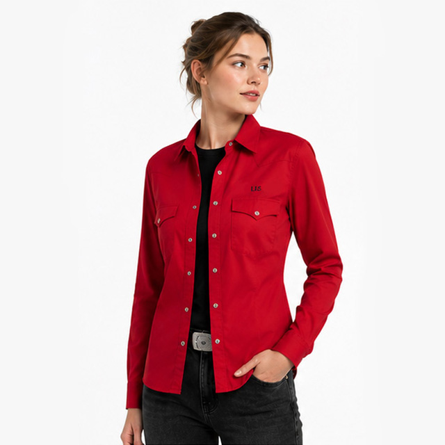 Women's Long Sleeve Custom Embroidery Slim Fit Western Button Shirt