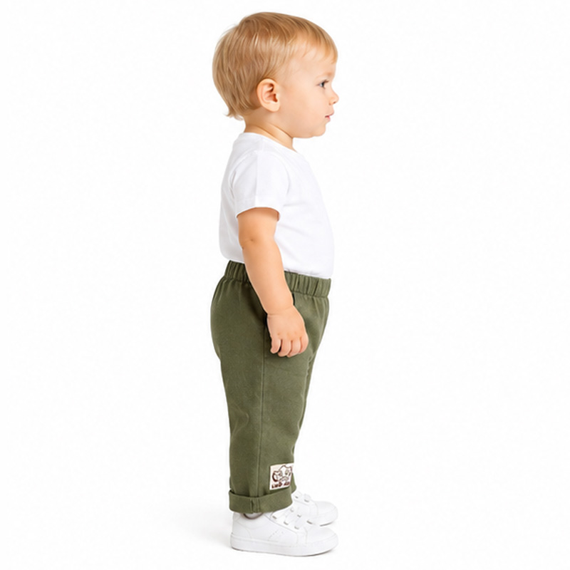 Boys Elastic Waist Outdoor Casual Cotton Twill Cargo Khaki Pants