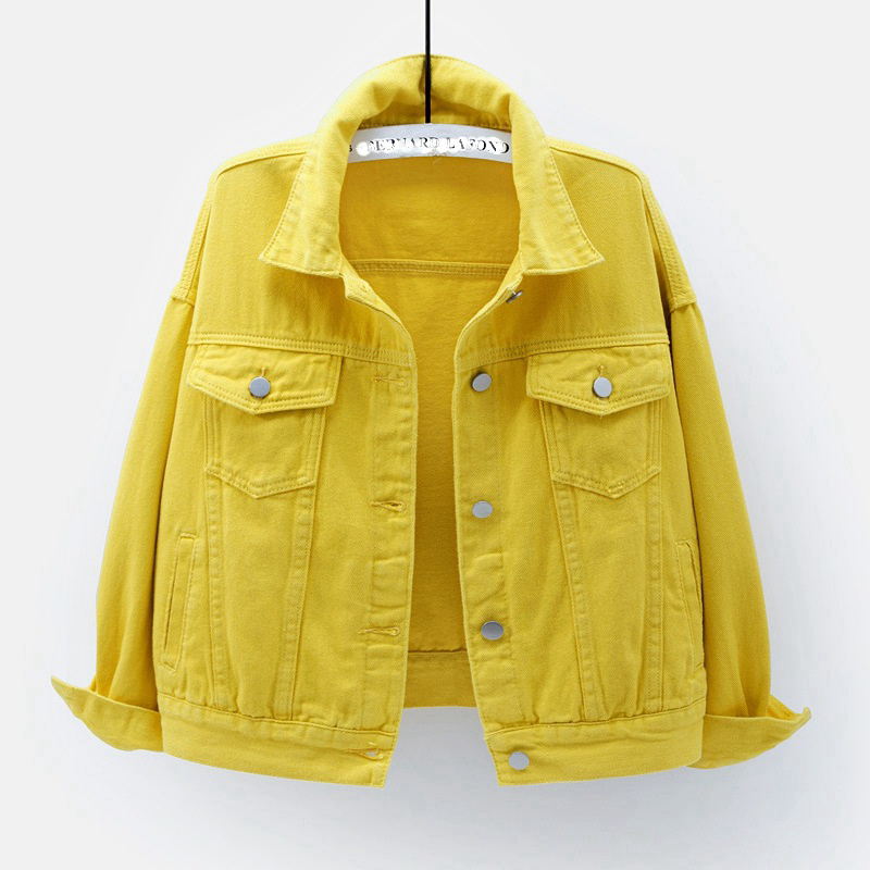Women's Custom Color Spring Outerwear Short Cotton Denim Jean Jacket