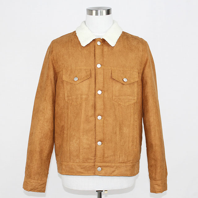 Men's Fashion Winter Suede Trucker Jacket with Sherpa Lining