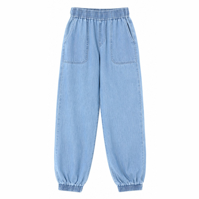 Custom Girls Lightweight Breathable Denim Elastic Waist Jogger Jeans