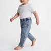Kids Custom Embroidery Elastic Waist Straight Leg Denim Lined Jeans