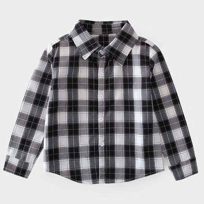 Boys Retro Cotton Clothing Children Plaid Long Sleeve Spring Thin Casual Shirt
