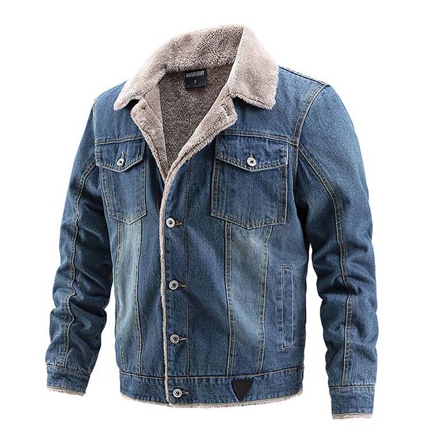Men's Thick Sherpa Lined Winter Warm Classic Button up Denim Jacket