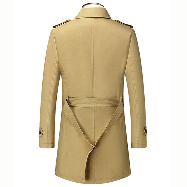 Men's High Quality Spring Autumn MID-Length Double-Breasted Trench Coat with Belt