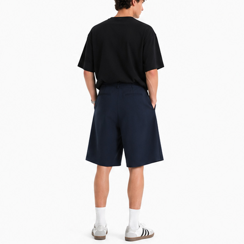 Men Loose Fit Drawstring Korean Style Wide-Leg Summer Bermuda Shorts