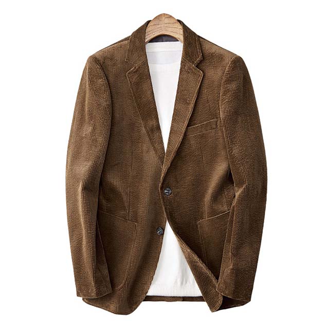 Vintage Corduroy Spring Autumn Single-Breasted Casual Business Suit for Men