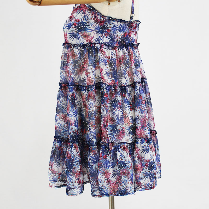 Women's Summer Casual Chiffon Floral Beach Tiered Slip Dress