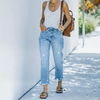 Women's Summer Casual Ripped Cropped Light Blue Denim Jeans