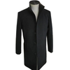 Men's Vintage Winter Overcoat Poly Knit Single-Breasted Funnel Neck Lined Long Trench Coat