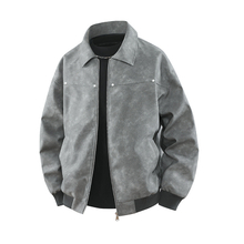 Men's High-Quality Fashion Retro Spring/Autumn Style Lapel Leather Texture Casual Zipper Jacket