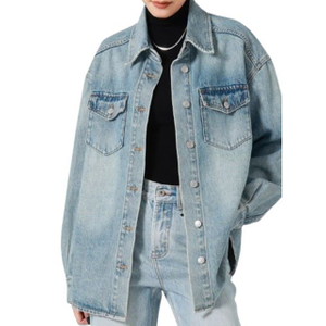 Women Autumn Retro Plus Size Denim Shirt Jacket
