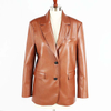 Women's Brown PU Leather Fashion Plus Size Loose Fit Blazer Suit