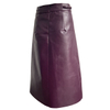 Pleated PU Women Dress Purple Red Color with Metal Ring