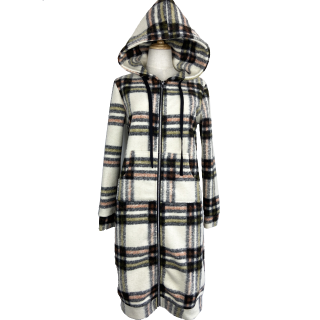 plaid coat with zipper