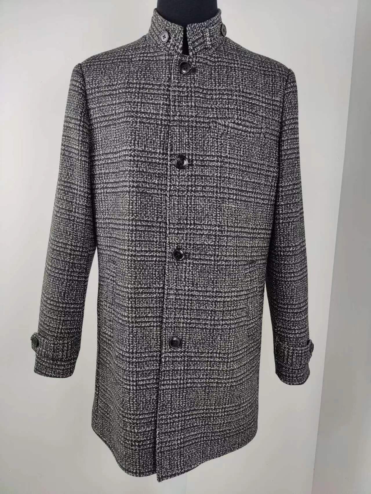 black and white checked mens long jacket