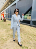 Office lady straight dress pants grey womens workwear