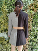 OEM High End Black and White Color Matching Uniform Business Suit Set Ladies Short Skirt Dress