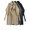 Elegant Women's Windproof Long Trench Coat with Waist Belt