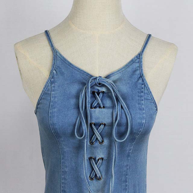 Women's Summer Slim Fit High-Elastic Sexy Strap Denim Dress