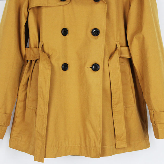 Girls Double-Breasted Cotton Windbreaker Trench Coat with Waistband