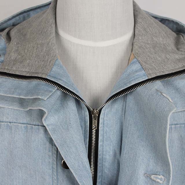 Men's Cotton Denim Hoody Windproof Lined Sports Jacket