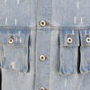 Men's Contrast Color Washed Denim Multi-Pocket Cargo Work Jacket
