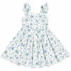 Girls Sleeveless Floral Print Cotton Strap A-Line Dress