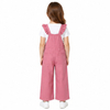 Girls Pink Cotton Ruffle Strap Wide Leg Casual Overalls