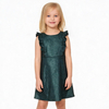 Girls Round Neck Metallic Shinning Ruffle Sleeveless A-Line Party Dress