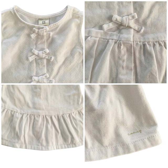 White Cotton Baby Girl Blouse Sleeveless Summer Shirt with Bows