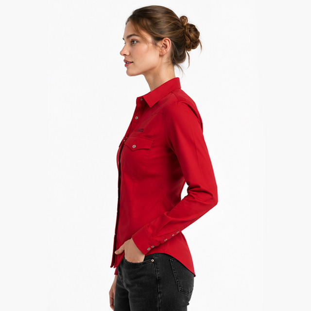 Women's Long Sleeve Custom Embroidery Slim Fit Western Button Shirt