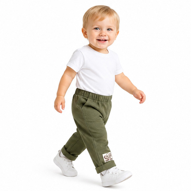 Boys Elastic Waist Outdoor Casual Cotton Twill Cargo Khaki Pants