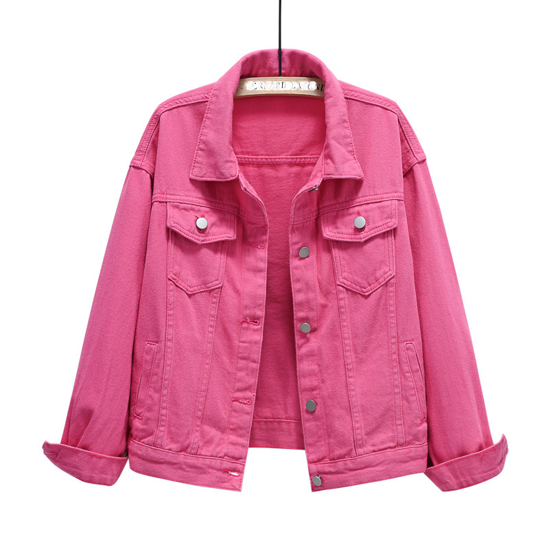 Women's Custom Color Spring Outerwear Short Cotton Denim Jean Jacket