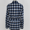 Women's Fashion Button Flannel Long Sleeve Fringed Plaid Shirt with Belt