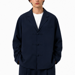 Custom Men Oversized Solid Color Button Knot Casual Blazer Jacket