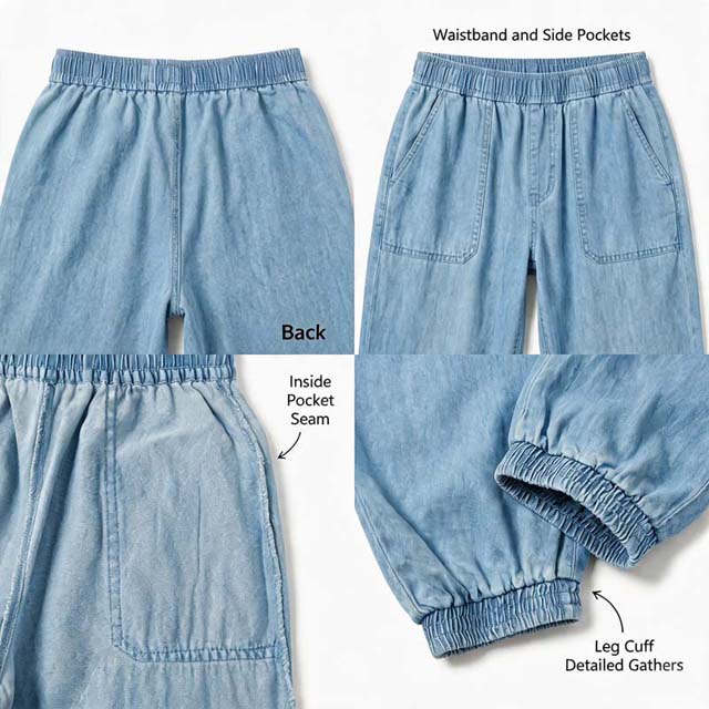 Custom Girls Lightweight Breathable Denim Elastic Waist Jogger Jeans