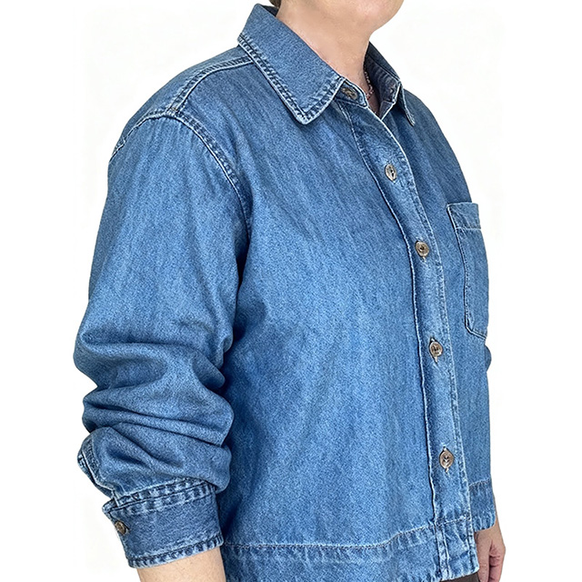 Women's Casual Loose Long Sleeve Button Cotton Denim Blouse