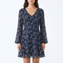 Women's Custom Chiffon V-Neck Long Sleeve Fashion Floral Dress